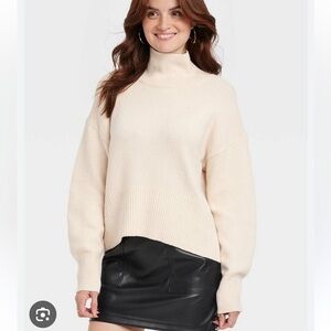 A New Day Beige Mock Neck Sweater